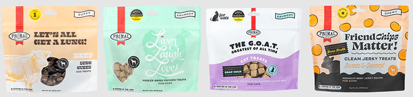 Primal's new dog and cat treat lineup