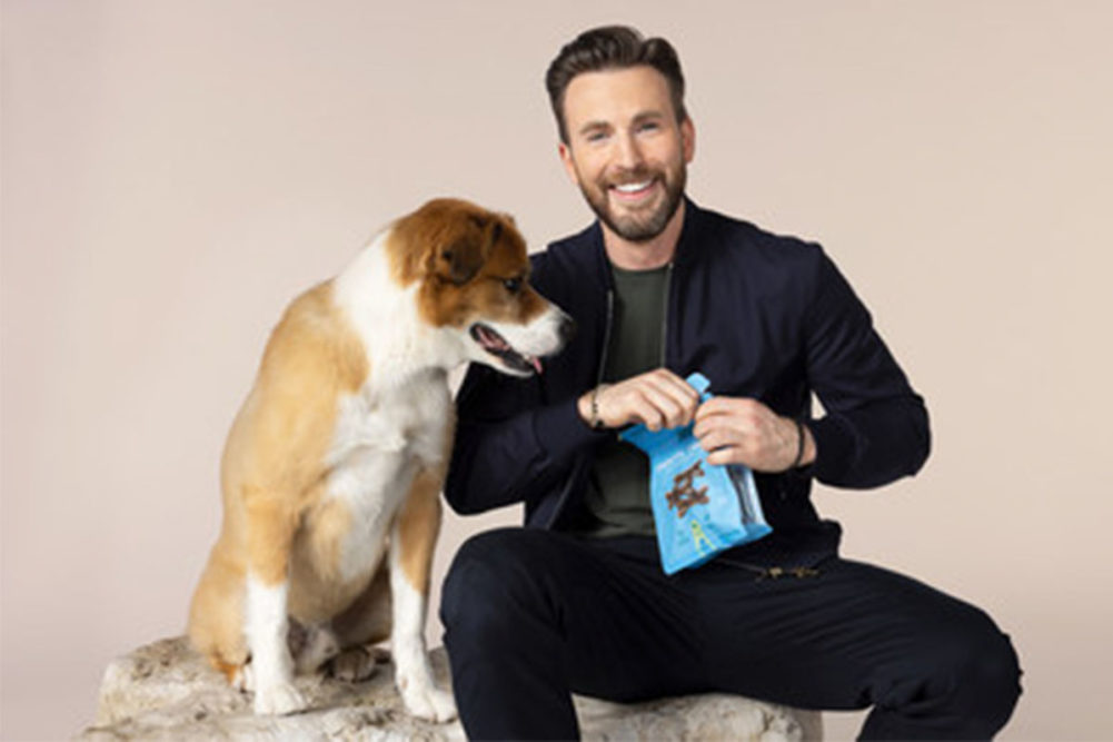 Chris Evans and his dog Dodger have partnered with pet food company Jinx