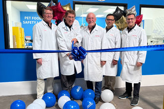 Dave Chase, president; Steve Lunetta, vice president of quality and safety; Joey Herrick, chief executive officer; Jay Trivedi, senior manager of quality and safety; and Rick Rockhill,chief operating officer, of Breeder's Choice Pet Foods.