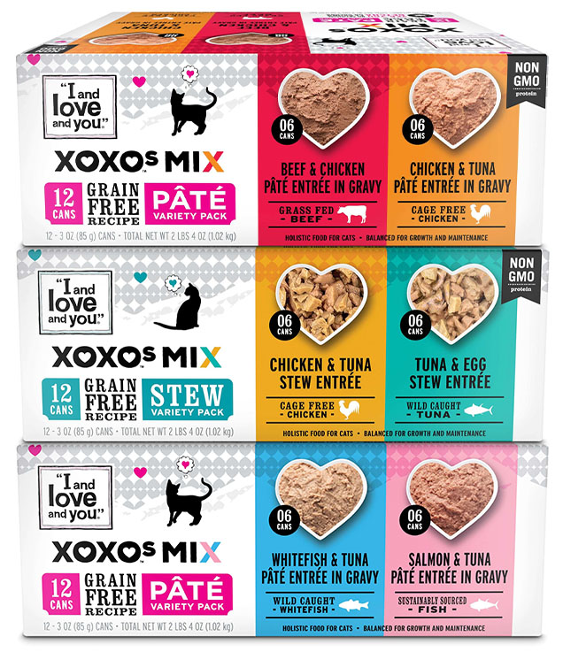 "I and love and you" XOXO wet cat food variety packs