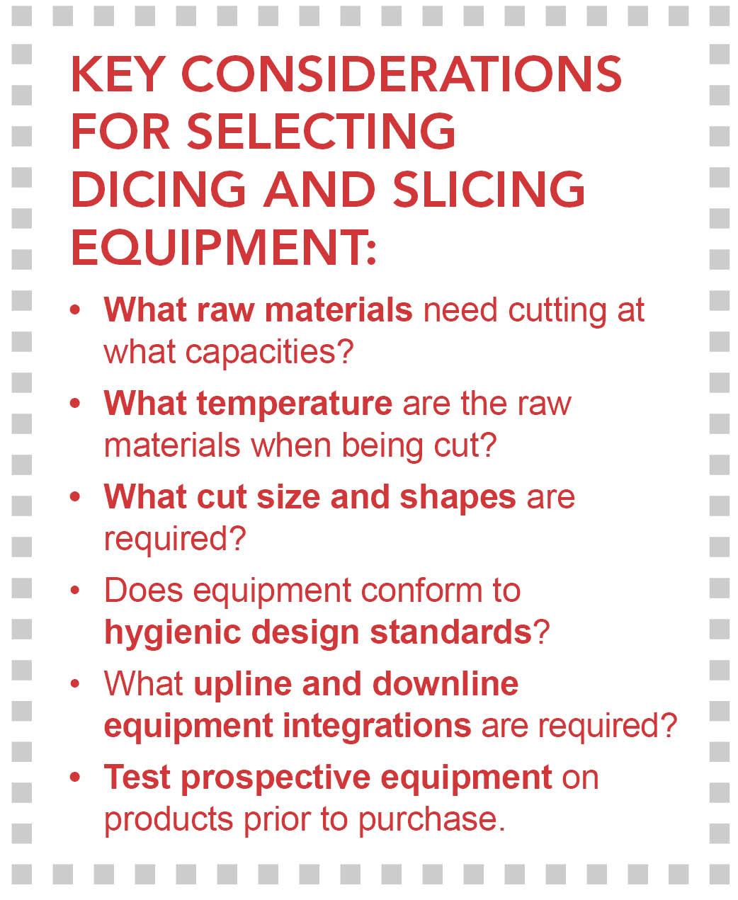 Key considerations for selecting dicing and slicing equipment