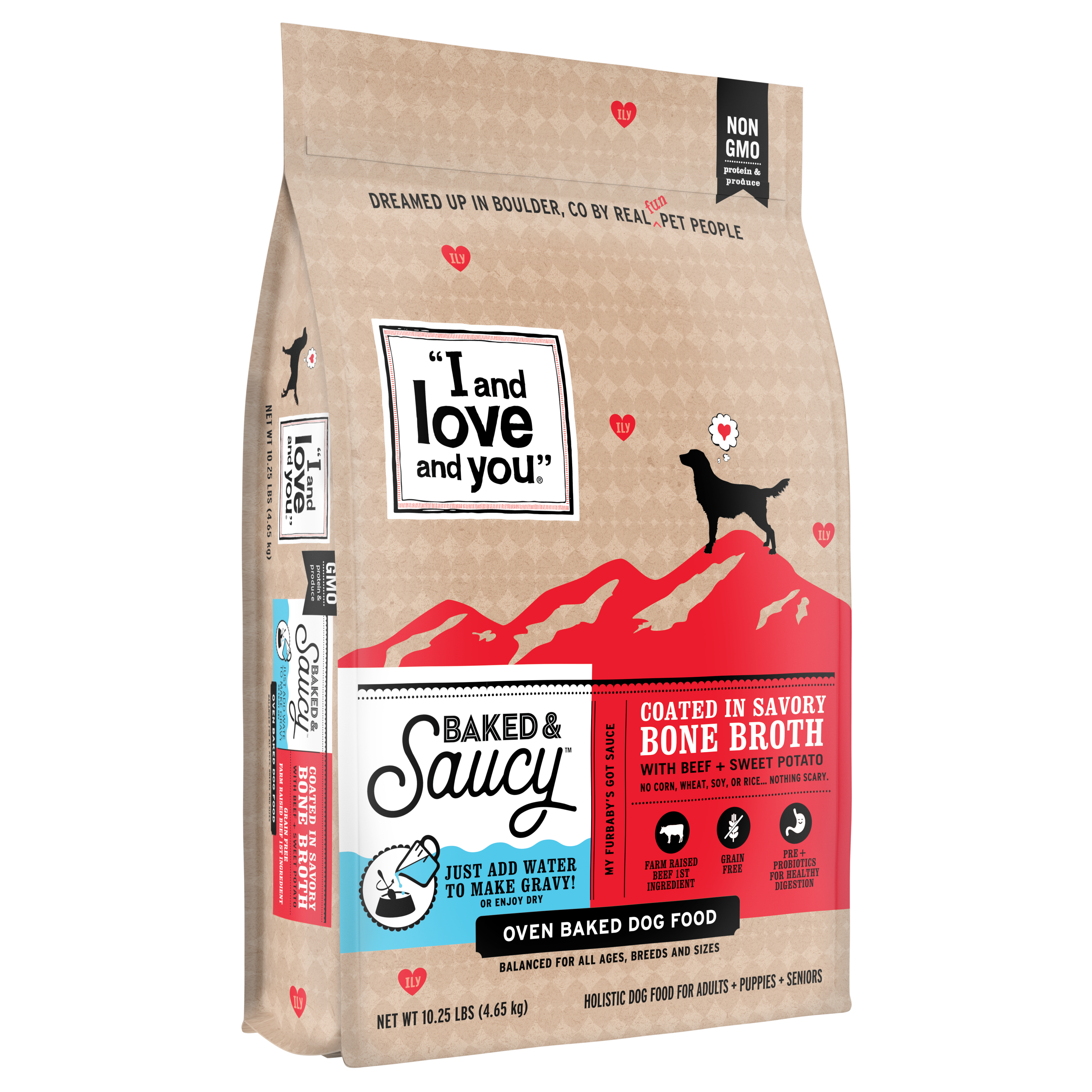 Baked & Saucy is a coated kibble that can be rehydrated from 