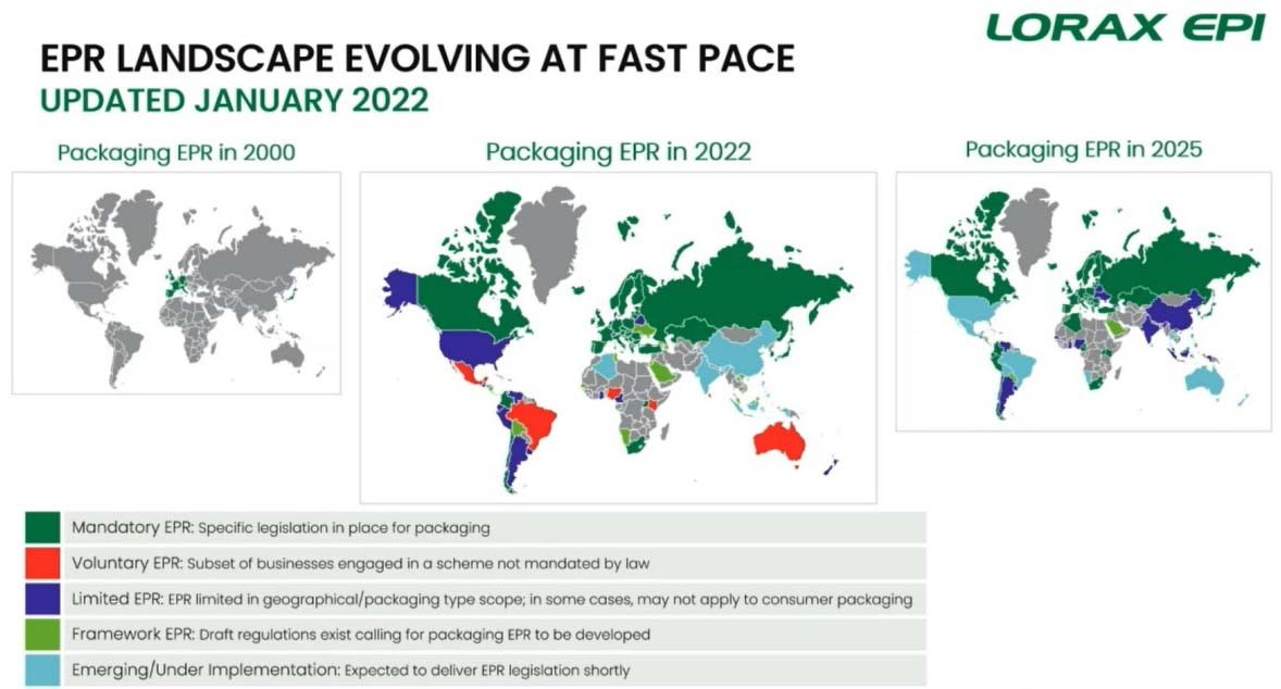 Global EPR legislation progression from 2000 to 2025