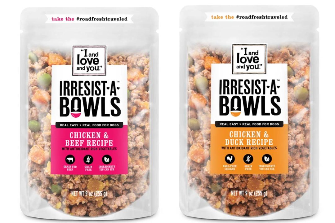 "I and love and you" new dog food line Irresist-A-Bowls