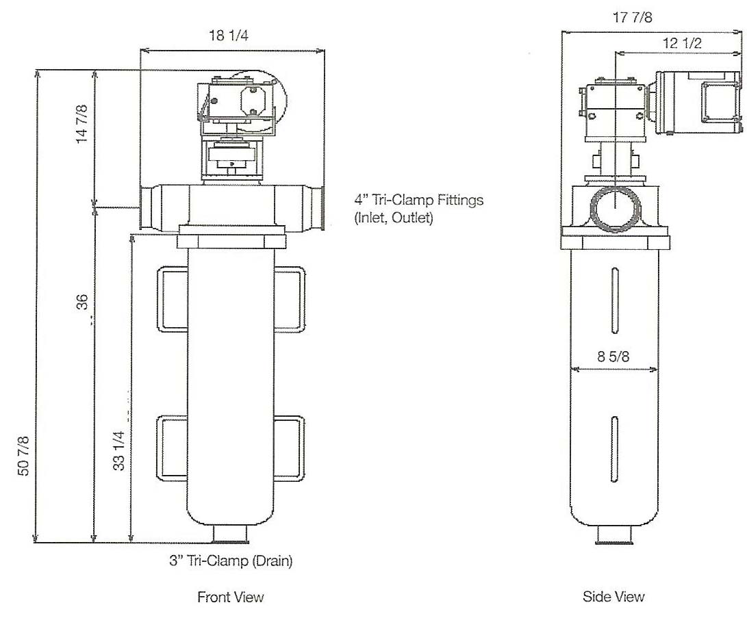 Diagram of Spencer Strainer's GS-144-F filtering system