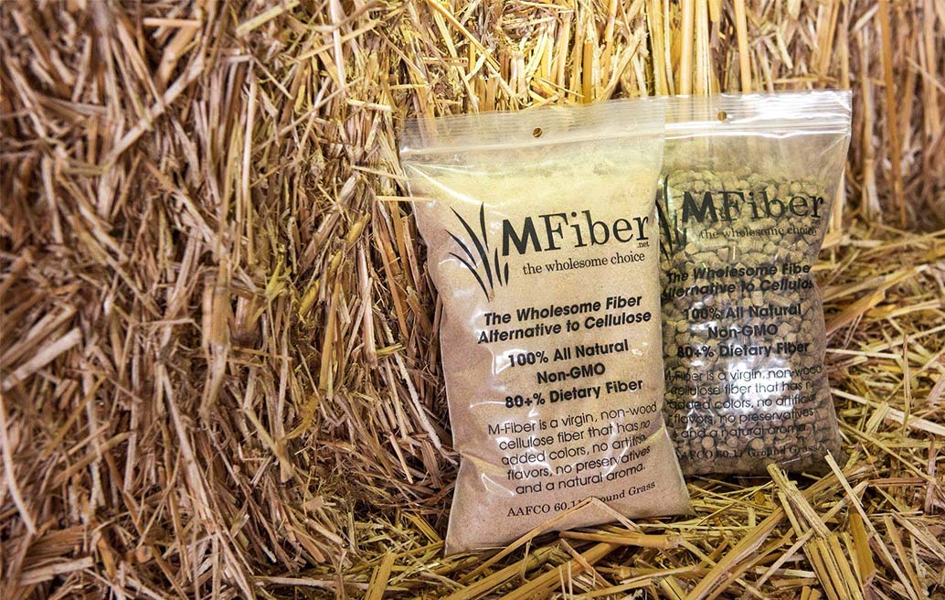 MFiber offers dry powder and pellet formats of its Miscanthus grass fiber for various animal feed applications