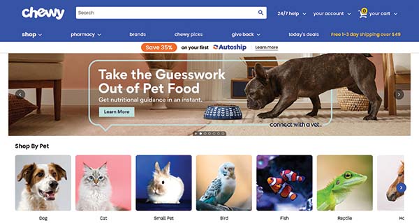 Online, direct-to-consumer retailer Chewy is currently dominating the e-commerce space in pet food products