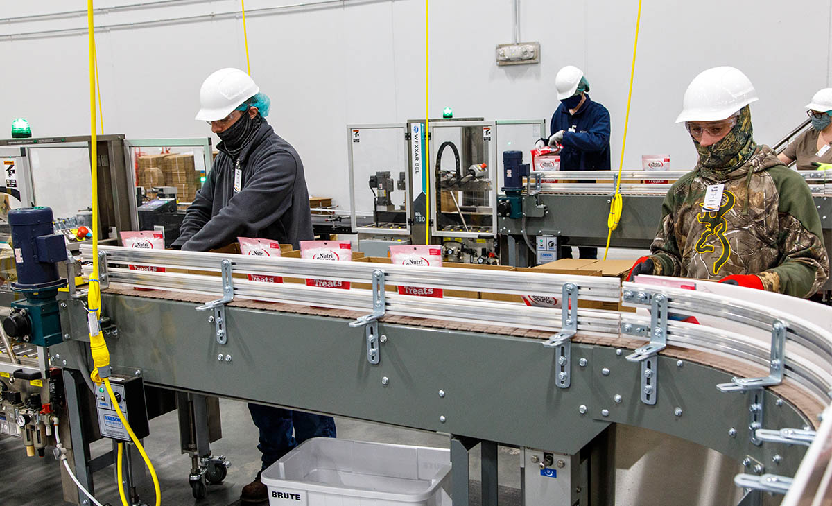 The packaging lines at the Delano plant combine automation and flexibility, with hand-packed lines allowing for customization and automated lines for larger customers.
