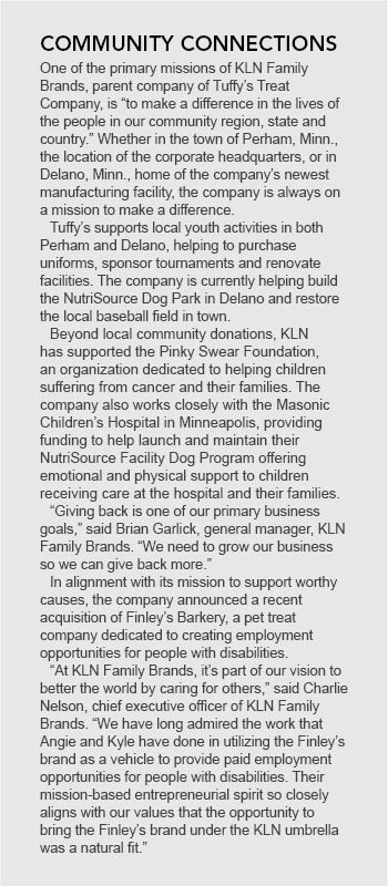 One of the primary missions of KLN Family Brands, parent company of Tuffy’s Treat Company, is “to make a difference in the lives of the people in our community region, state and country.”