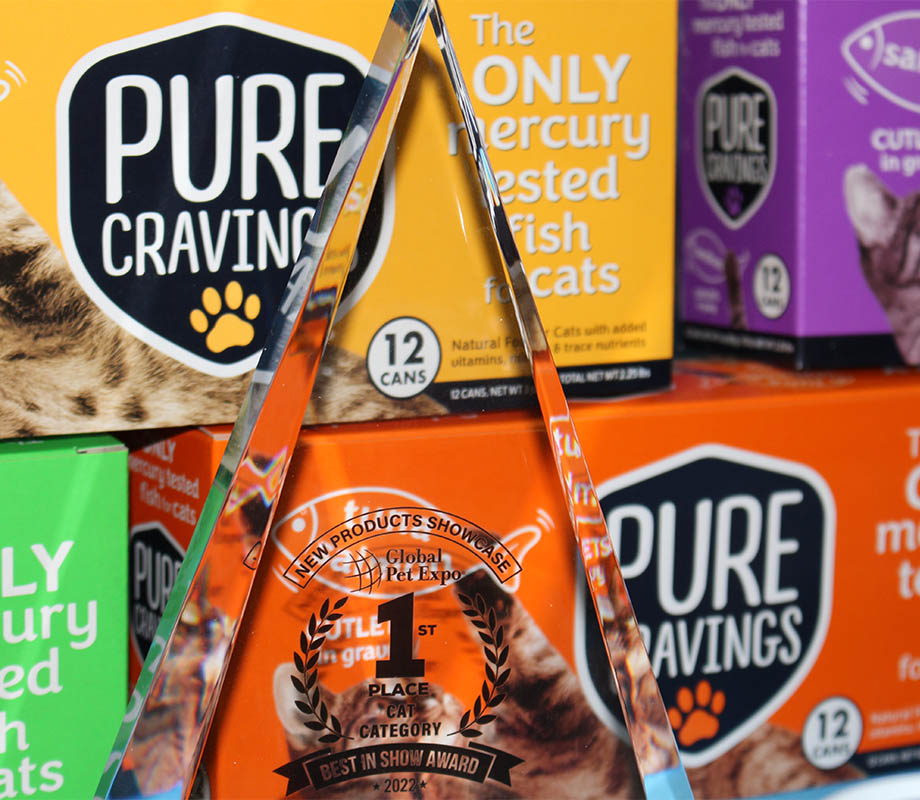 Pure Cravings won first place in the Cat Category of Global Pet Expo's 2022 New Product Showcase Awards