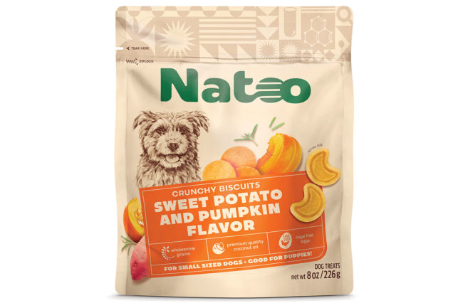 Natoo's new Sweet Potato & Pumpkin Flavor Crunchy Biscuits dog treats