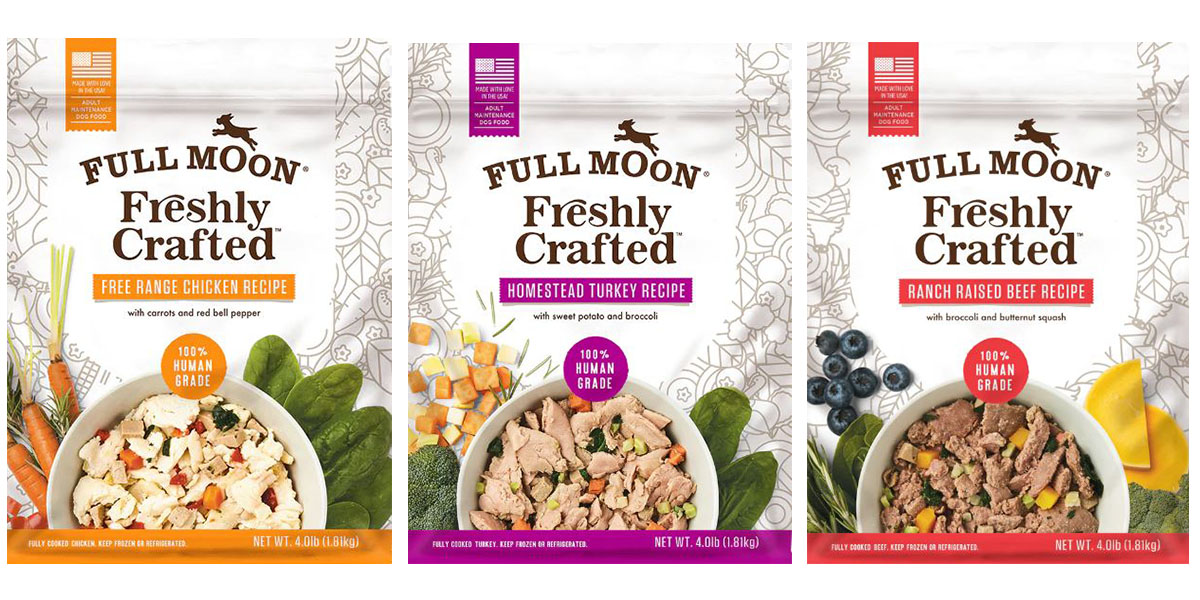 Full Moon Pet's new Freshly Crafted pet food line is available in three recipes