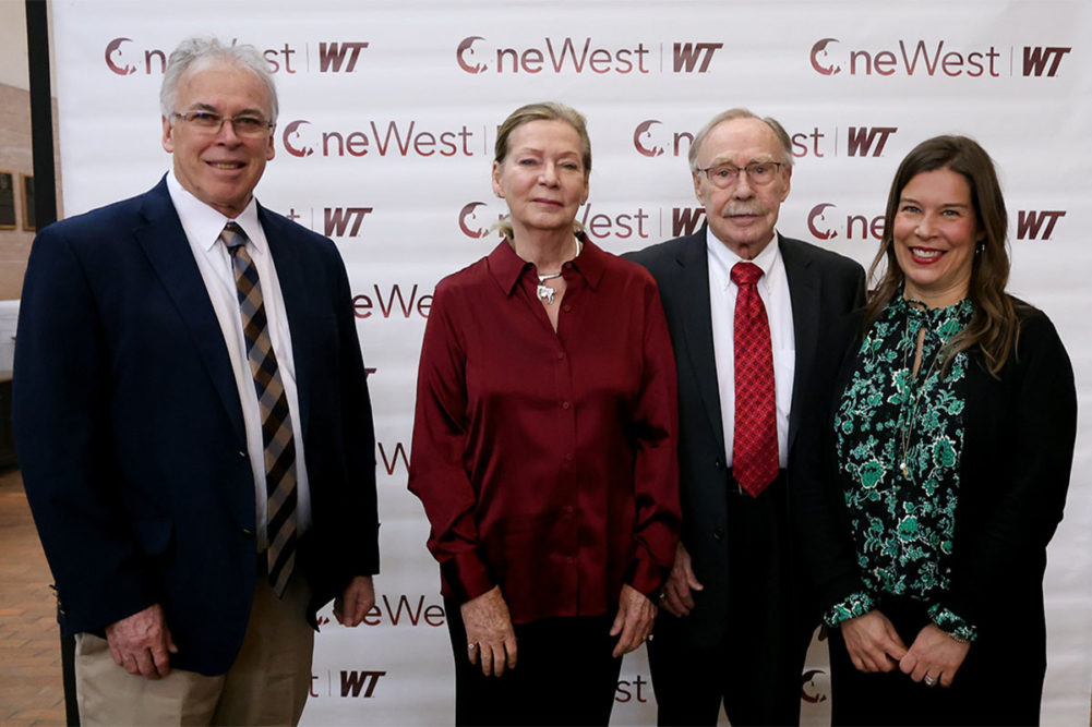 David Sissom, Ph.D.,head of the Department of Life, Earth and Environmental Sciences at WT; Natrelle long, former first lady of WT; Russell Long, president emeritus of WT; and Sara-Louise Newcomer, DVM, Professor of Companion Animal Studies at WT.