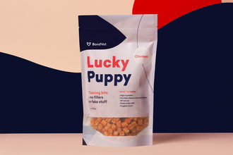 Bond Vet's new Lucky Puppy training treats produced by Polkadog