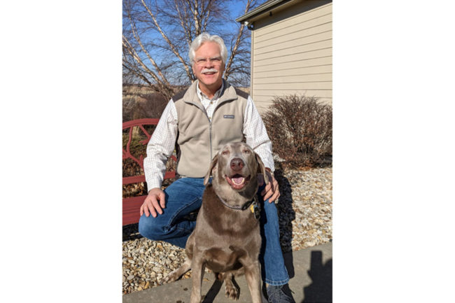 Greg Aldrich, Ph.D., chief operating officer at Nulo, and his dog Lucre