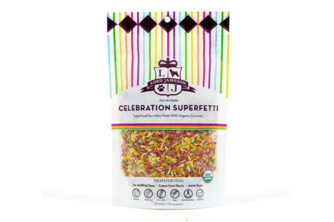 Lord Jameson's new Celebration Superfetti sprinkles for dogs