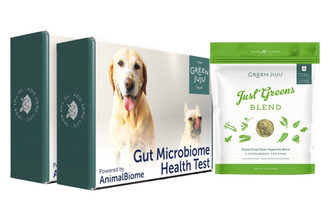 Green Juju's Freeze-Dried Just Greens Blend topper and AnimalBiome's Gut Health kits