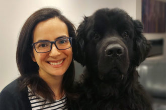 Sofia Bonilla, Ph.D., chief executive officer and founder of HOPE Pet Food, with her dog Snoofy