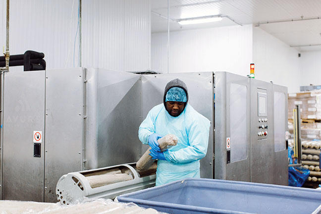Isostatic pressure is applied to food placed in the HPP chamber to eliminate foodborne pathogens and spoilage organisms.