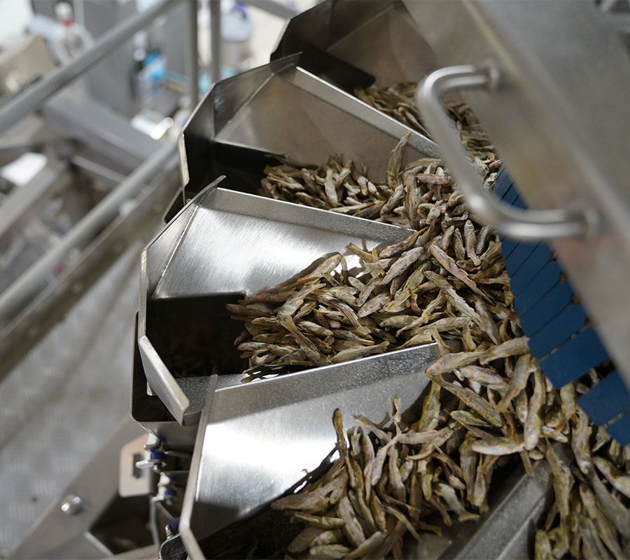 Product, including the top-selling freeze-dried minnows, is packaged at the company’s Yeager Drive facility.