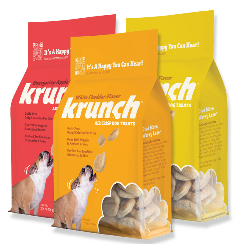 New packaging for LIQ USA's Krunch dog treat line