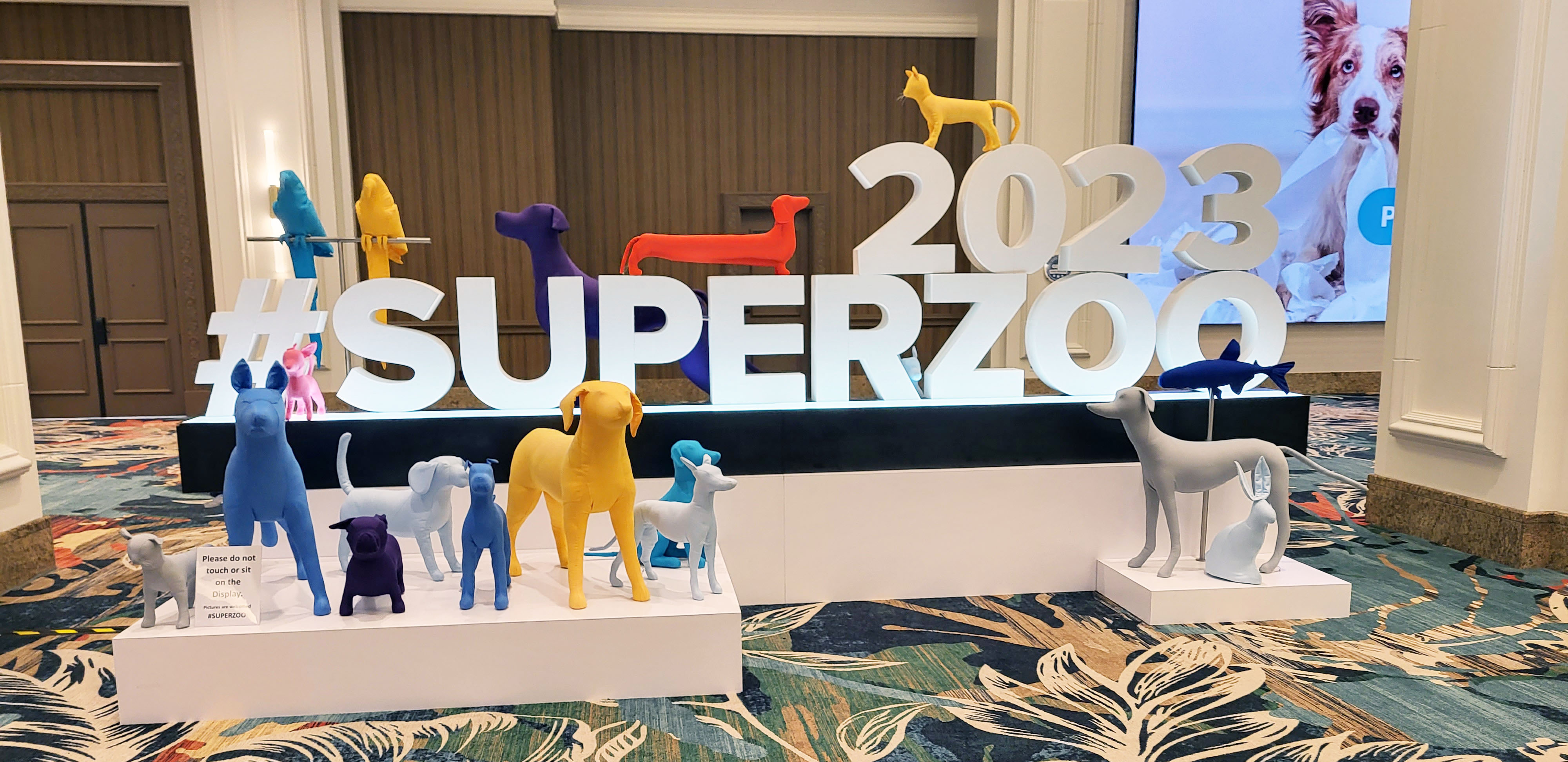 Signage from SUPERZOO 2023 highlighted pets of all shapes and sizes