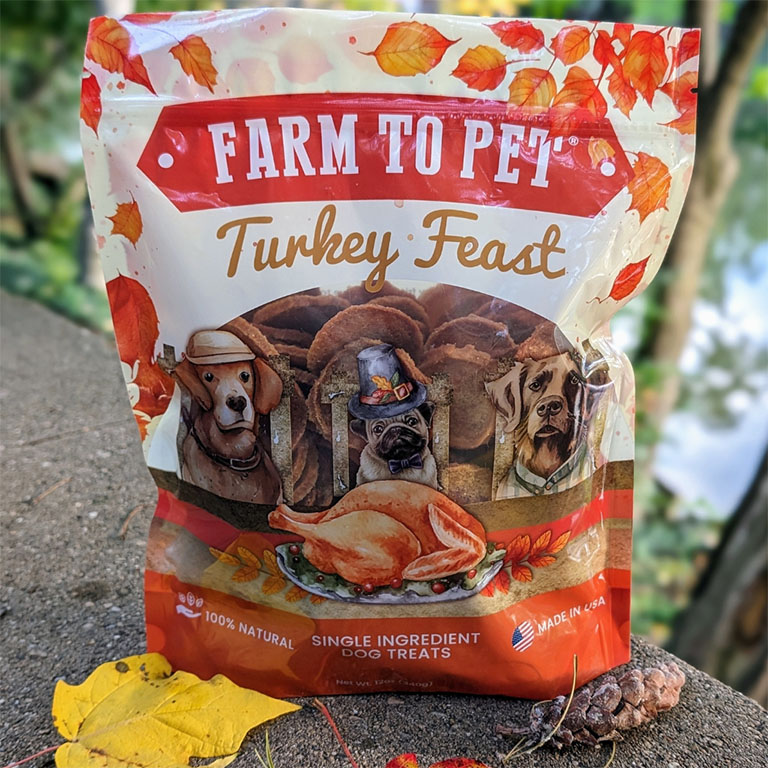 Farm to Pet's new Turkey Feast pet treat chips