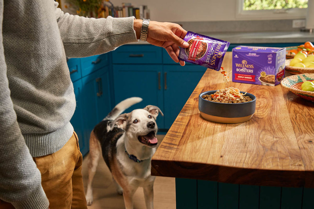 Wellness Pet Company’s Bowl Boosters can be added to dry kibble for targeted nutrition that boosts a pet’s wellbeing.