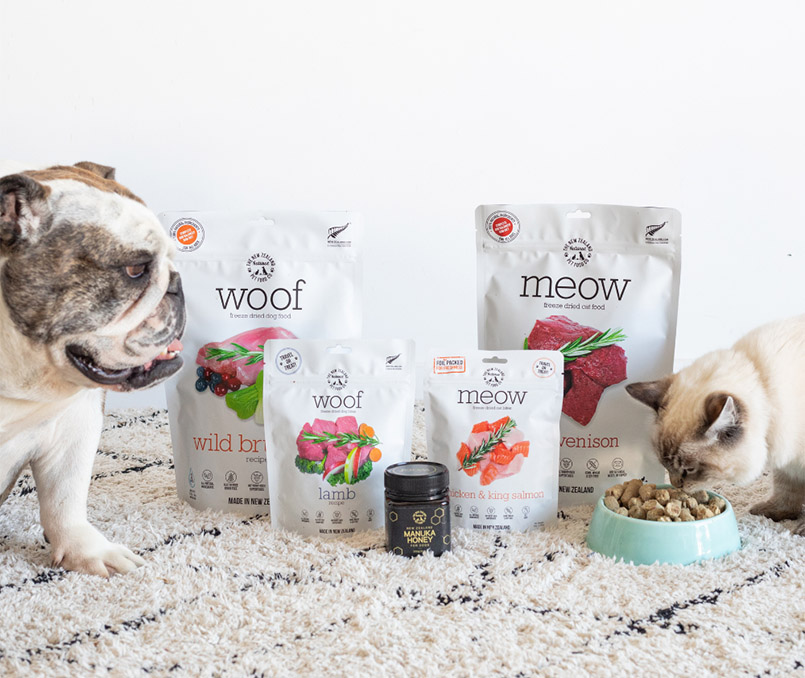 The New Zealand Natural Pet Food Co.’s dog and cat food products offer limited-ingredient, complete-and-balanced formulations. 