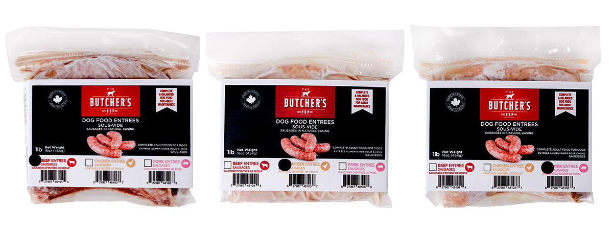 The Butcher's Pup complete-and-balanced sous-vide sausage entrees for dogs
