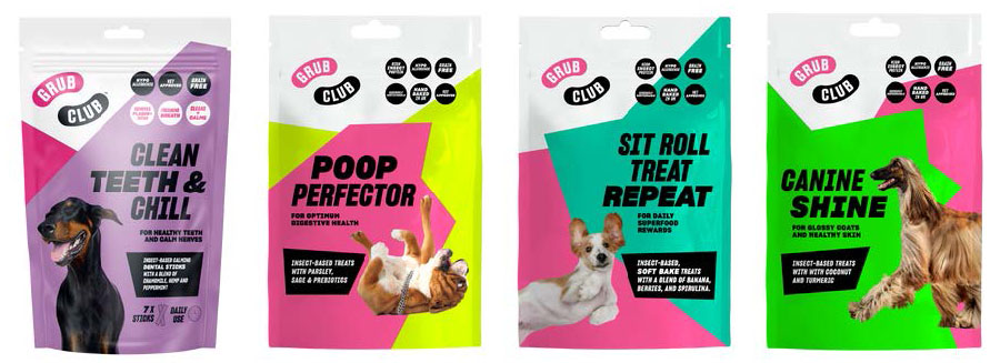 Grub Club's insect-based dog treats that will be available at Pets at Home locations