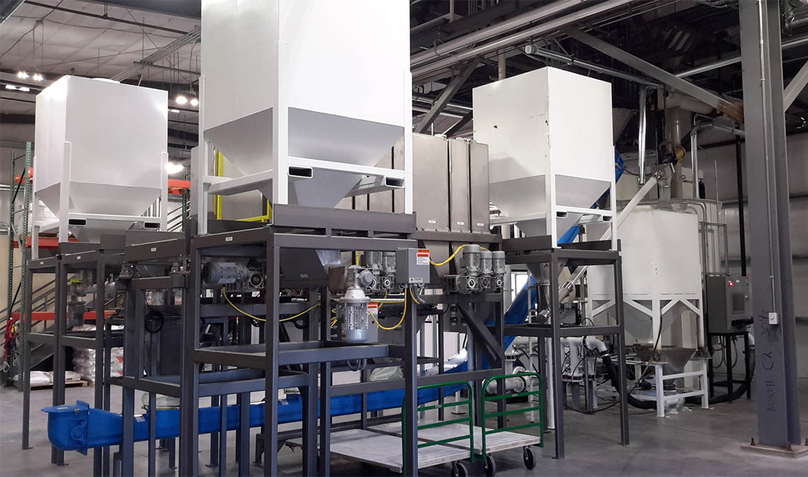 Material handling systems in pet food processing operations require flexibility since processing environments vary from one plant to the next.