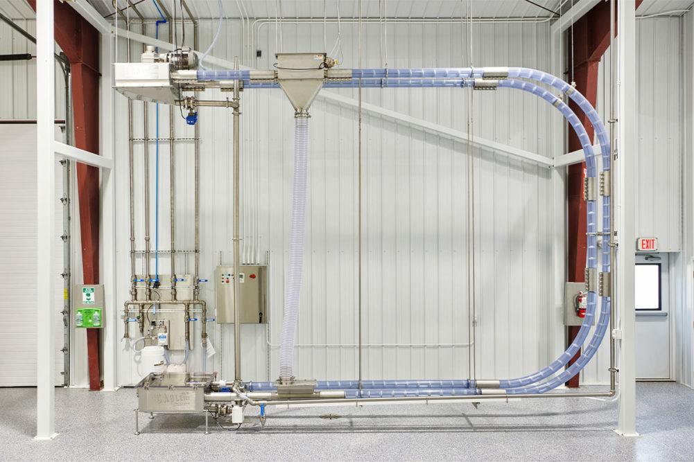 Cablevey Conveyors's gentle conveying of dry pet food and treat products uses no process air
