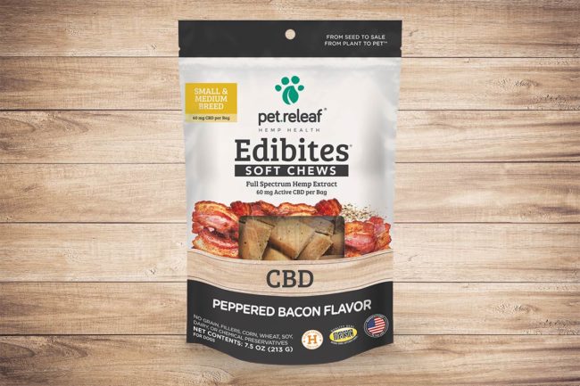 Pet Releaf Edibites now available in Peppered Bacon formula