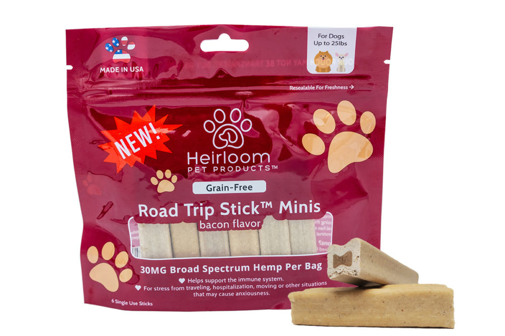 Water-soluble hemp stress relief chews for small dogs by Heirloom Pet Products