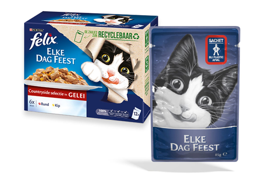 Purina and Amcor have developed a 100% recyclable pouch for wet cat food