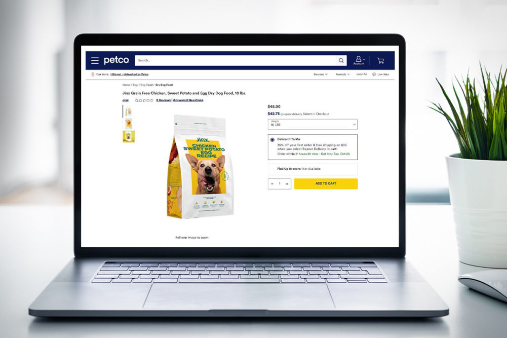 Jinx dog food and treats added to Petco.com