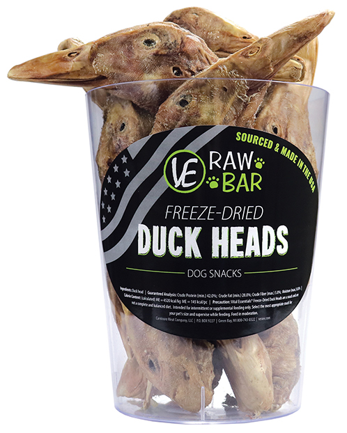 VE Raw Bar Duck Heads, available exclusively through independent pet retail stores.