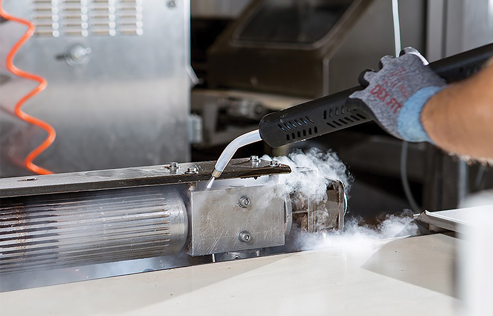 Dry steam can effectively clean grease and other residues and remove bacteria on a wide variety of machinery and plant equipment, including sensitive packaging and filling equipment.