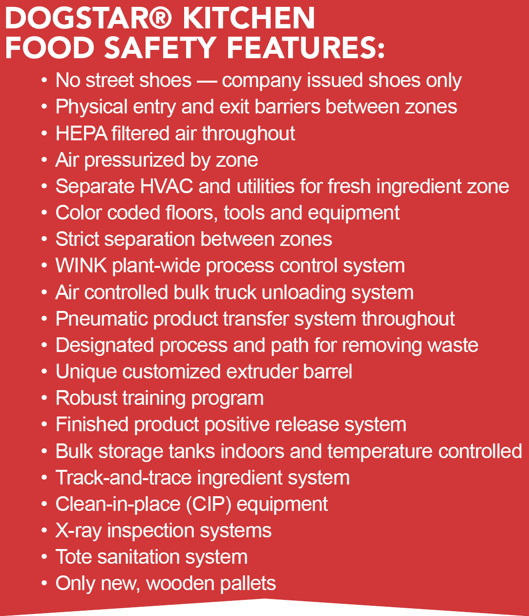 Food safety features at DogStar