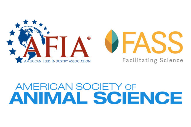 Logos for the American Feed Industry Association, Federation of Animal Science Societies, and American Society of Animal Science