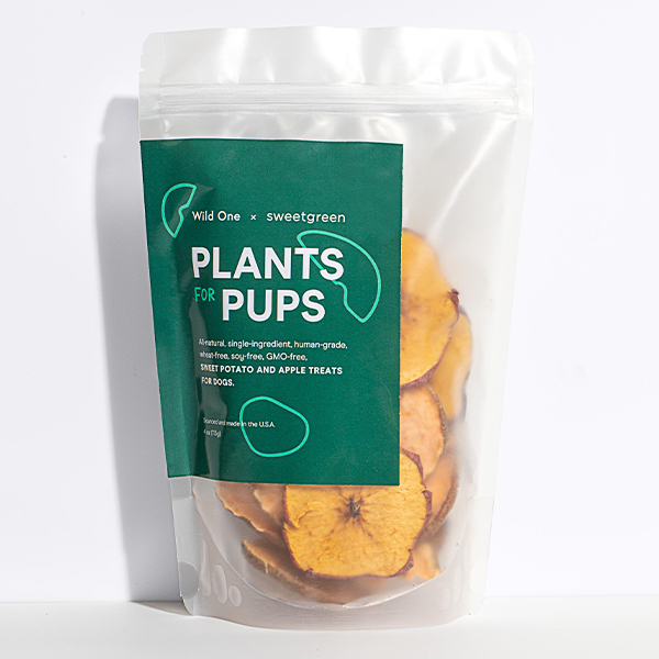 Wild One + Sweetgreen dehydrated apple and sweet potato dog treats, Plants for Pups