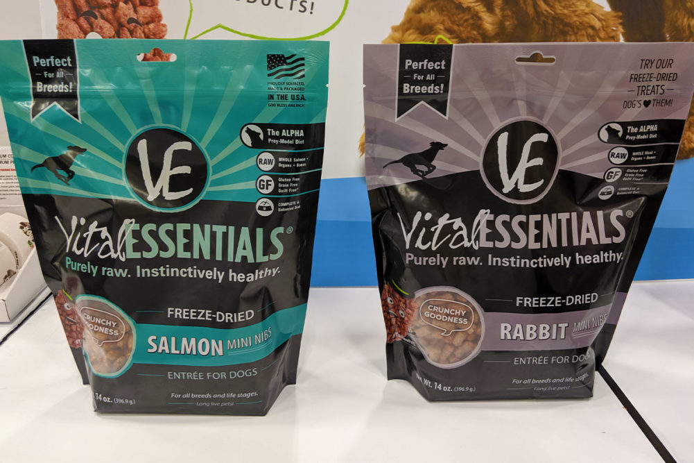 Vital Essentials new salmon and rabbit mini nibs dog foods