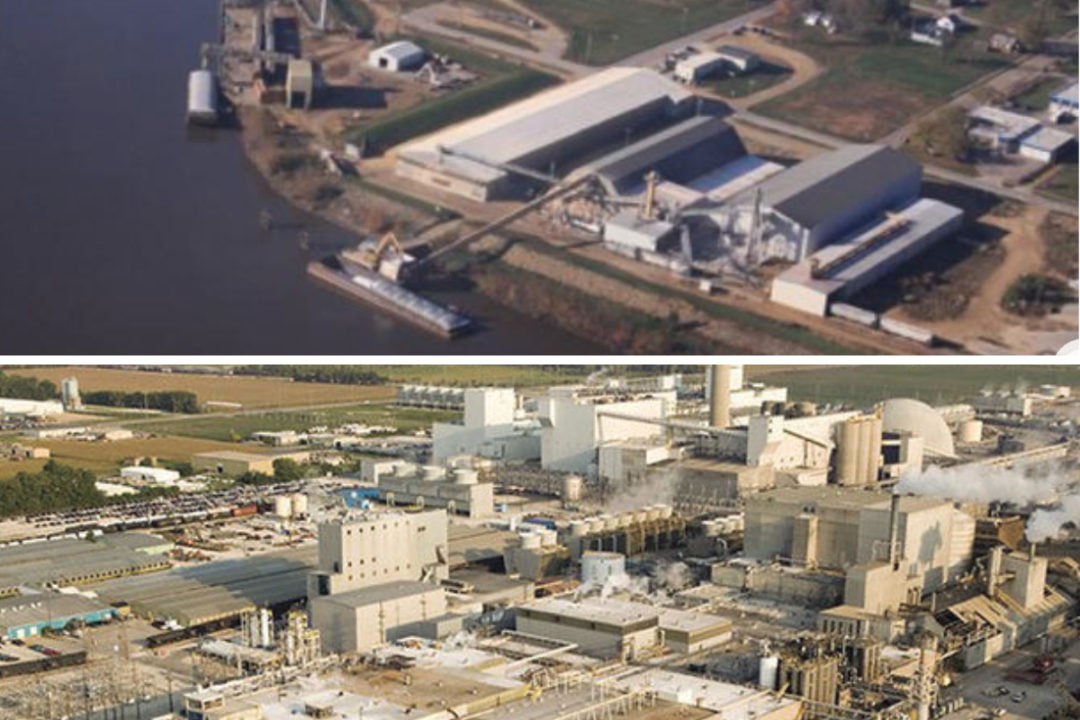 ADM facilities in Clinton, Iowa (top) and Decatur, Illinois