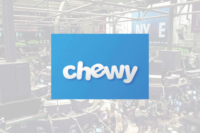 Chewy logo with NYSE background