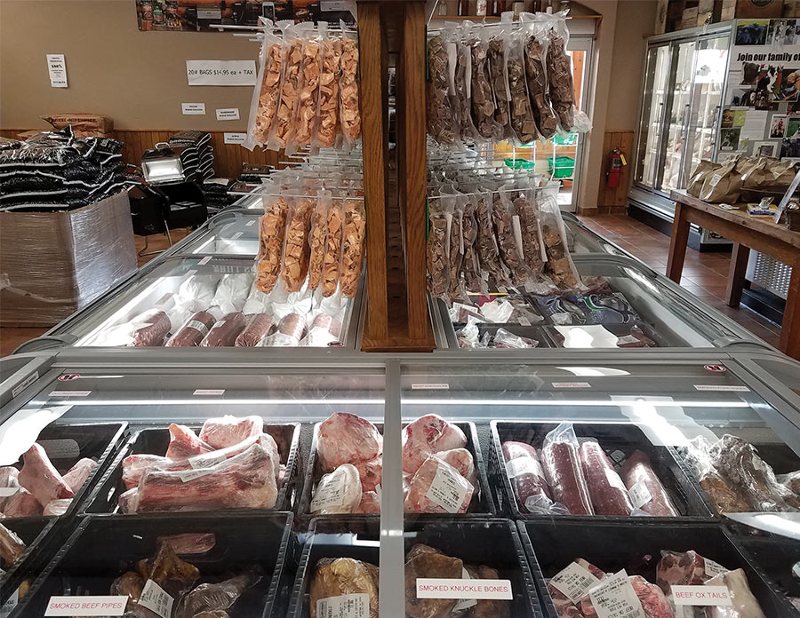 Visitors to Glenn’s Market & Catering are greeted by 35 ft. of display cases with products just for pets made from USDA-inspected meats.