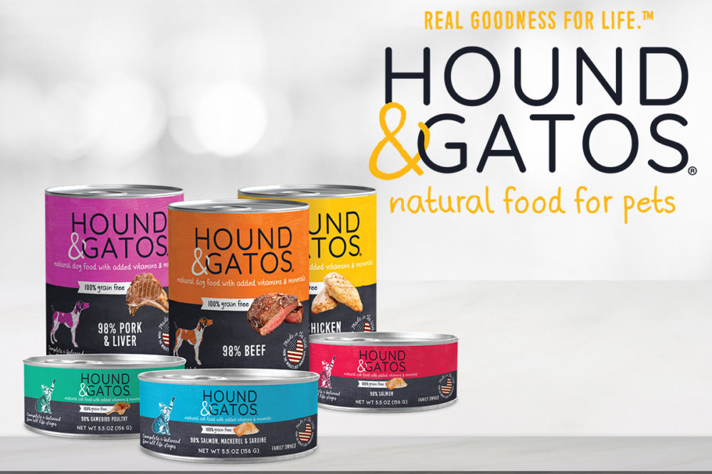 Hound & Gatos new logo and canned product packaging