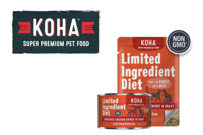 KOHA logo and new LID shredded meat cat foods