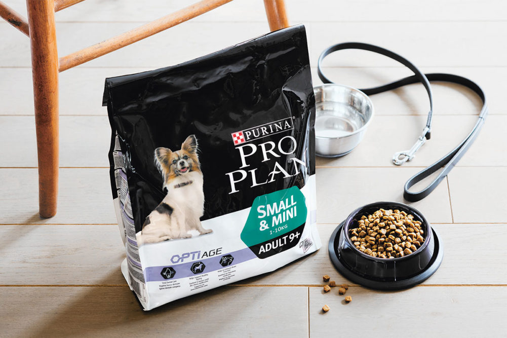 Nestle Purina Pro Plan, Small & Mini dog food formula for dogs 9-years-or-older.