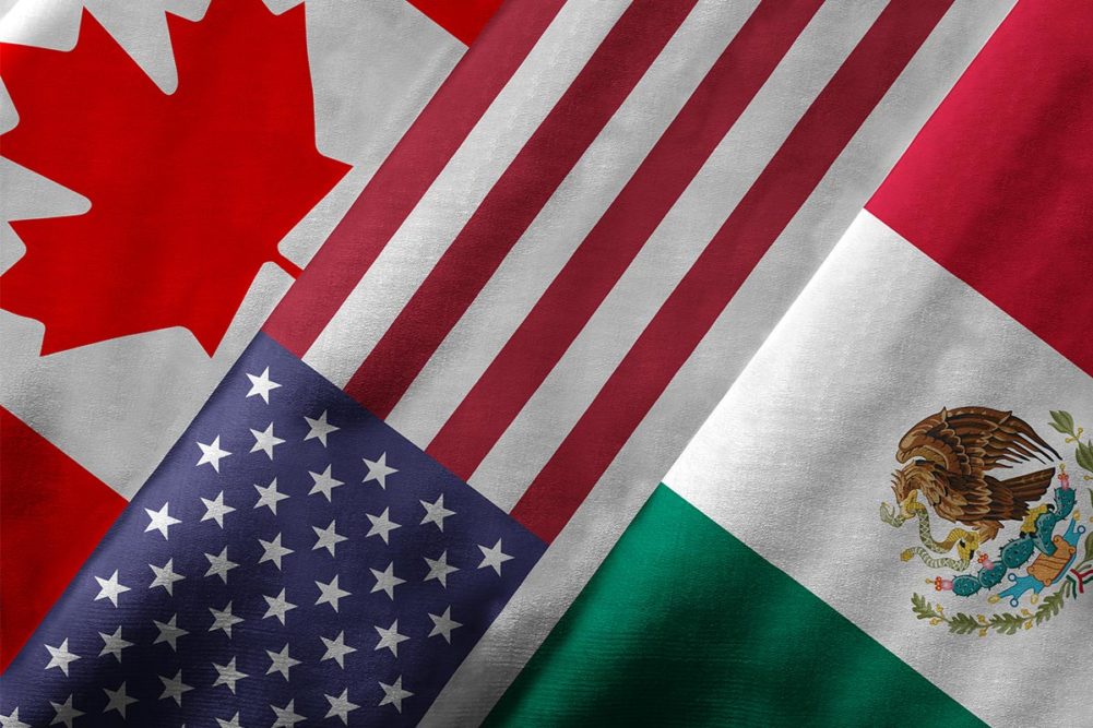 North American flags: Canada, the United States, and Mexico (©STOCKR - STOCK.ADOBE.COM)